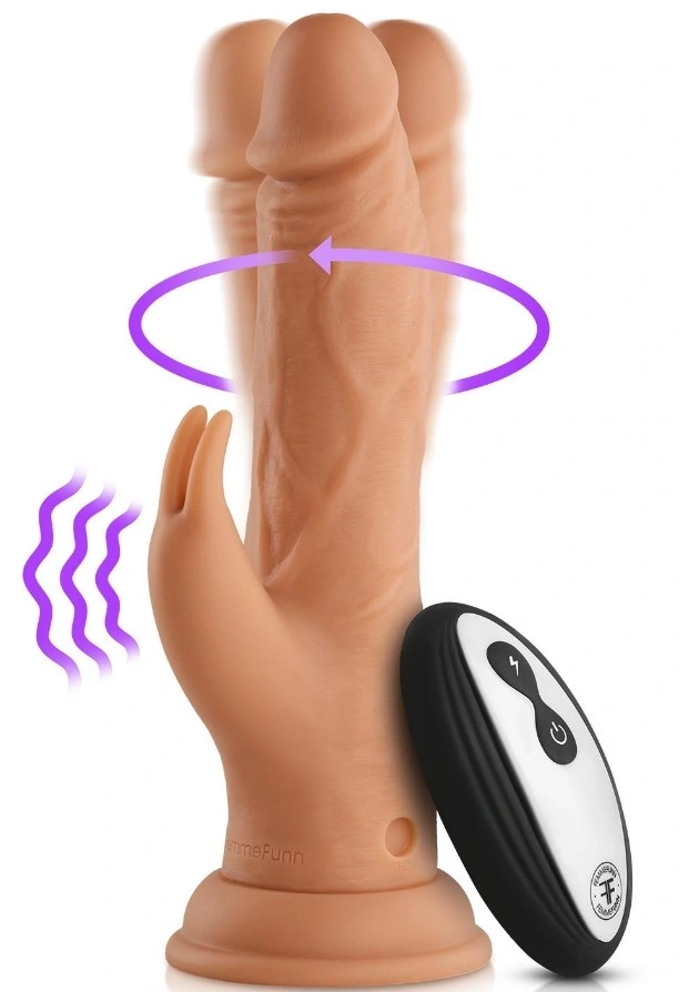 Jucarii Sexuale, Vibrator Realist Vortex Turbo Rabbit FemmeFunn, Remote Control, 8 Moduri Vibratii, 1 Miscare Rotatie, Silicon Lichid, USB, Natural, 21 cm, Erotic24.ro