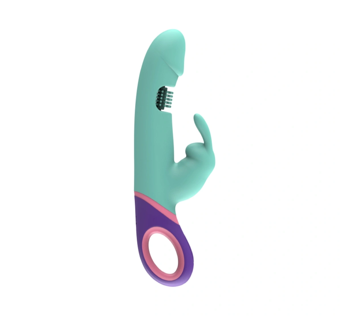 Jucarii Sexuale, Vibrator Lust Rabbit, 10 Moduri Vibratii, 3 Moduri Rotatii Stimulatoare, Silicon, USB, Verde, 22.5 cm, Erotic24.ro