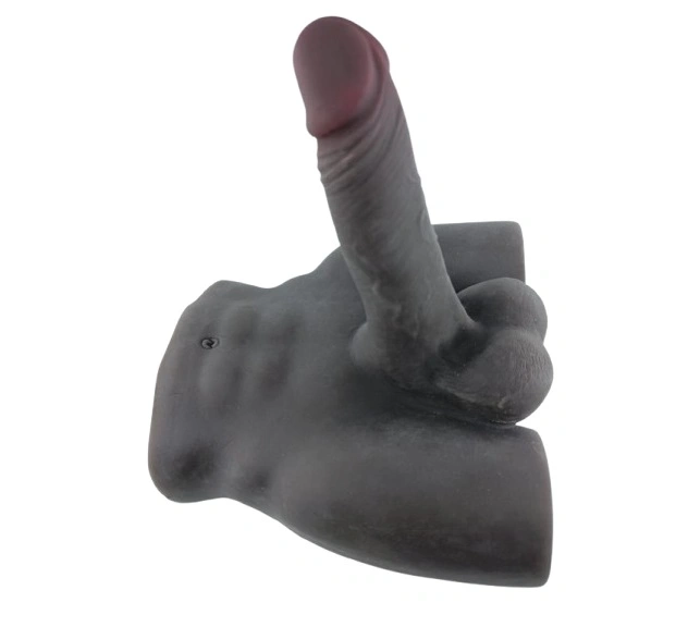 Jucarii Sexuale, Masturbator cu Penis Flexibil si Anus, TPE Realist, Negru, 3.3 kg, Erotic24.ro
