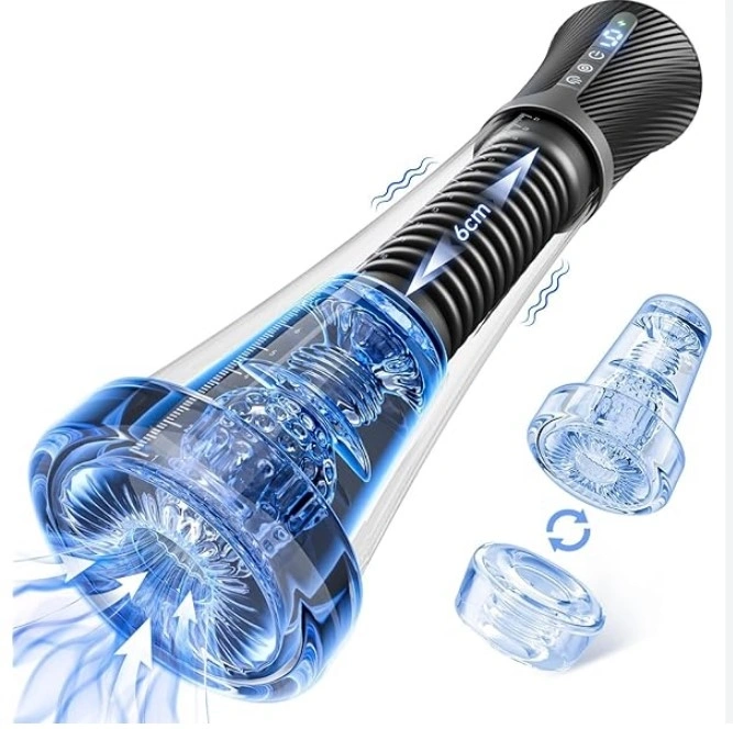 Jucarii Sexuale, Pompa de Penis Automata, 9 Moduri Vibratii, 5 Moduri Suctiune, TPE, USB, 32 cm, Erotic24.ro