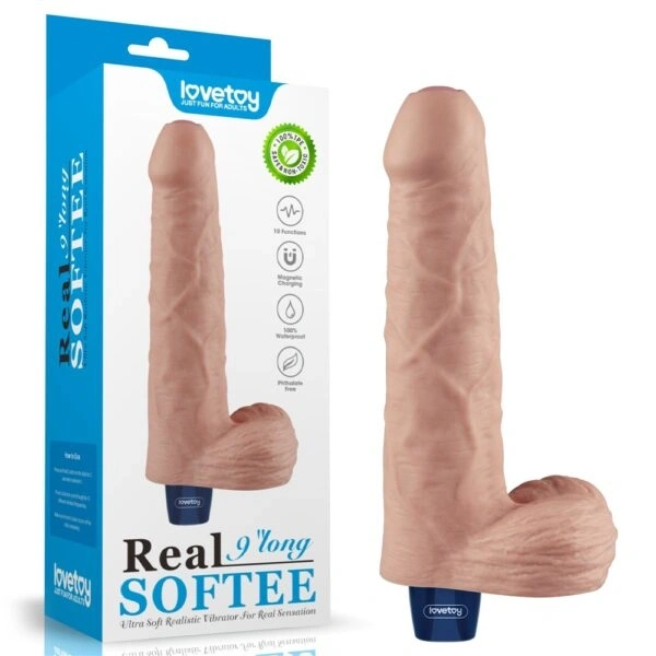 Jucarii Sexuale, Vibrator Realist REAL SOFTEE, 10 Moduri Vibratii, TPE, Natural, 22.6 cm, Erotic24.ro