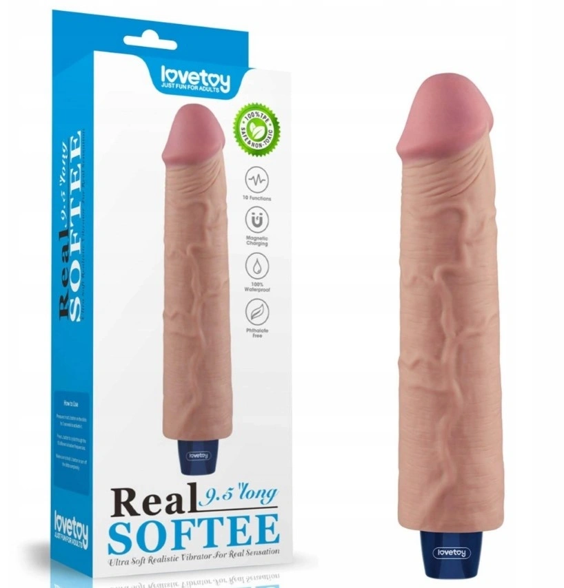 Jucarii Sexuale, Vibrator Realist REAL SOFTEE, 10 Moduri Vibratii, TPE, Natural, 23.7 cm, Erotic24.ro