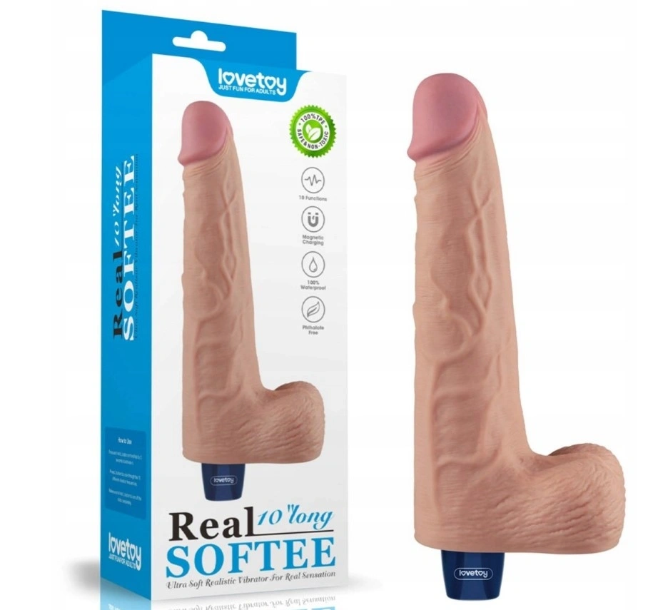 Jucarii Sexuale, Vibrator Realist REAL SOFTEE, 10 Moduri Vibratii, TPE, Natural, 25.3 cm, Erotic24.ro