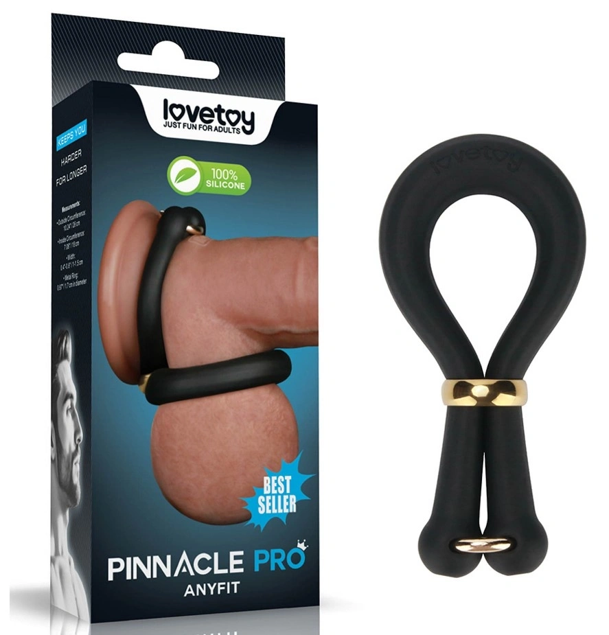 Jucarii Sexuale, Inel Dublu de Penis Pinnacle Pro Anyfit Stretcher, Silicon, Negru, Erotic24.ro