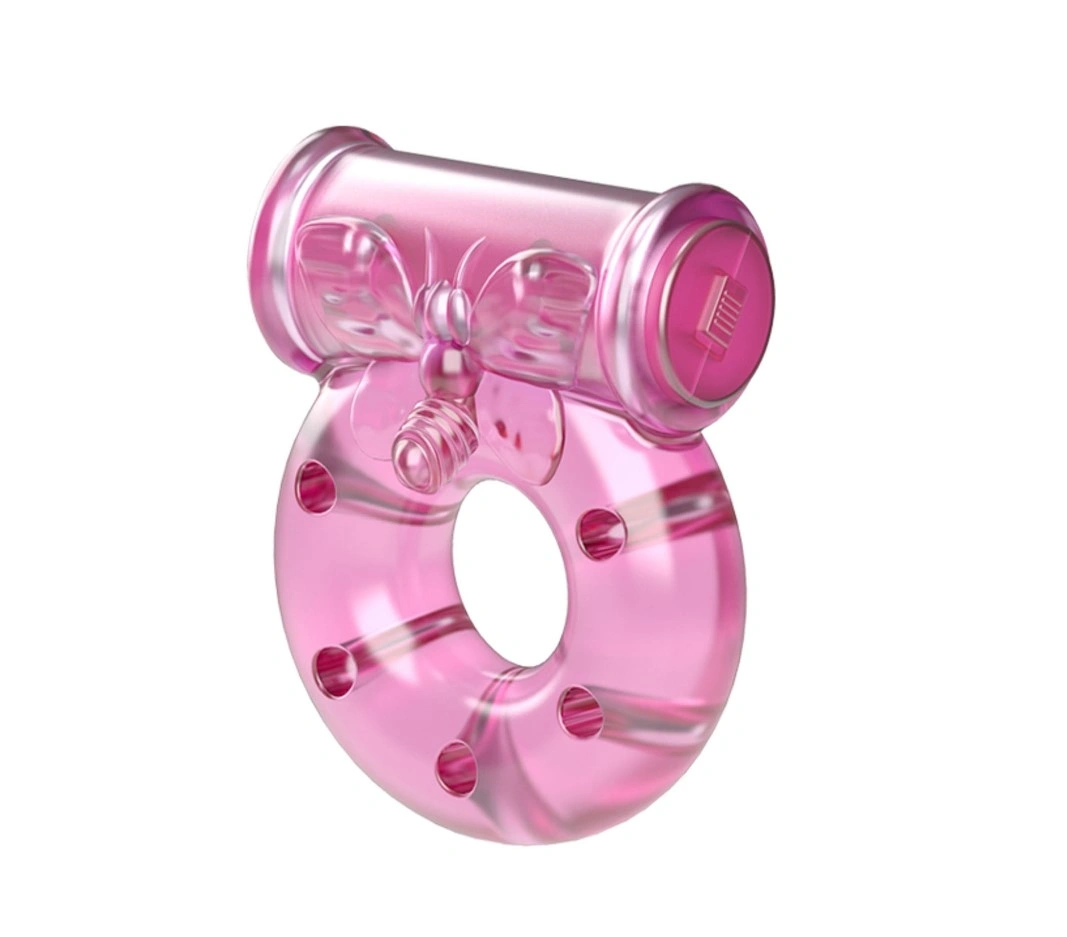 Jucarii Sexuale - Set Inel de Penis Butterfly cu Vibratii si Prezervativ, TPR, Roz, Erotic24.ro