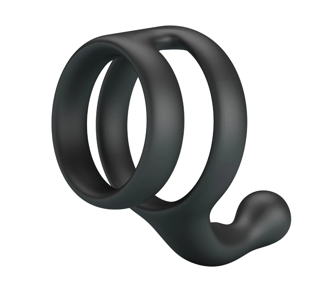 Jucarii Sexuale - Inel Dublu de Penis cu Stimulare Anal Yancy, Silicon, Negru, Erotic24.ro