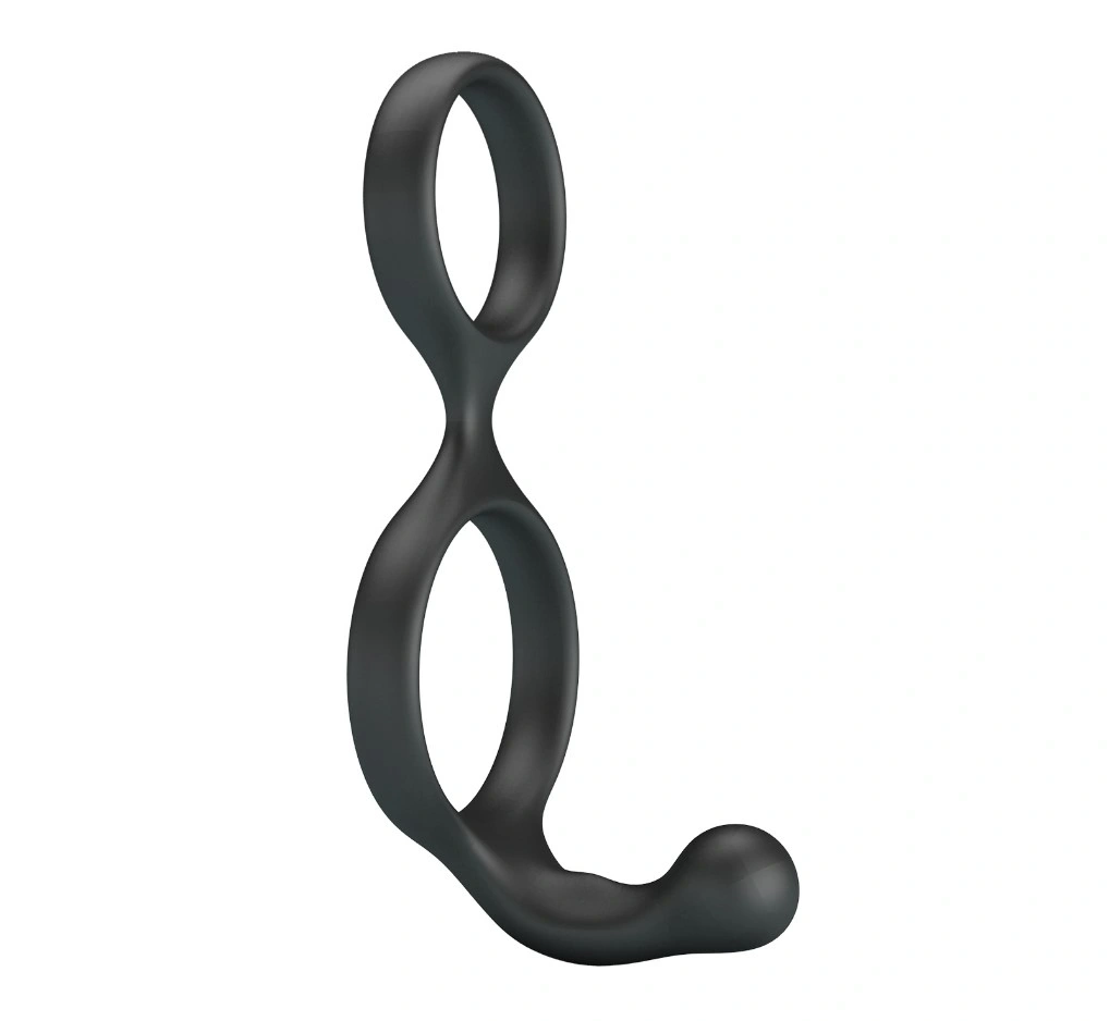 Jucarii Sexuale - Inel Dublu de Penis Florian cu Stimulator Anal, Silicon, Negru, Erotic24.ro
