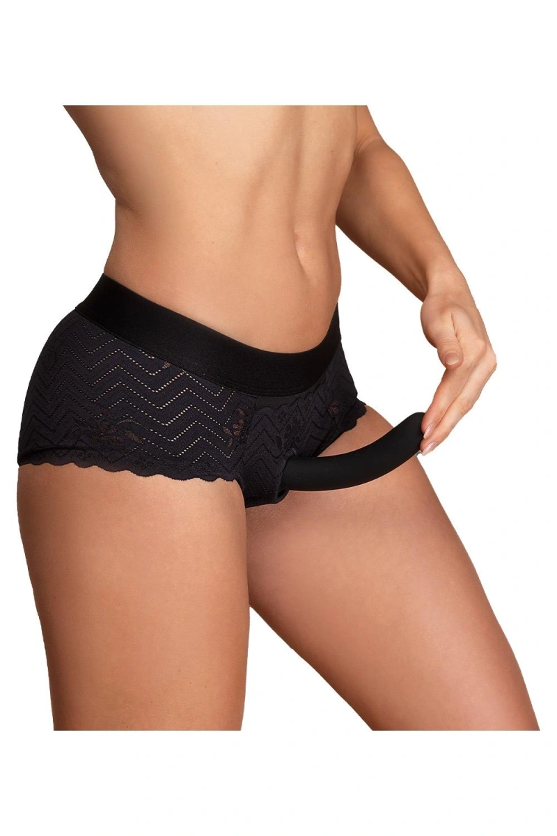 Jucarii Sexuale, Phoenix Strap-on Boxeri Marime M cu Dildo Inclus din Silicon, Negru, 15.5 cm, Erotic24.ro