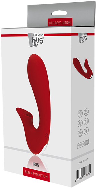 Vibrator Iris Red Revolution, 10+3 Moduri Stimulatoare, Silicon, USB, Rosu, 20 cm