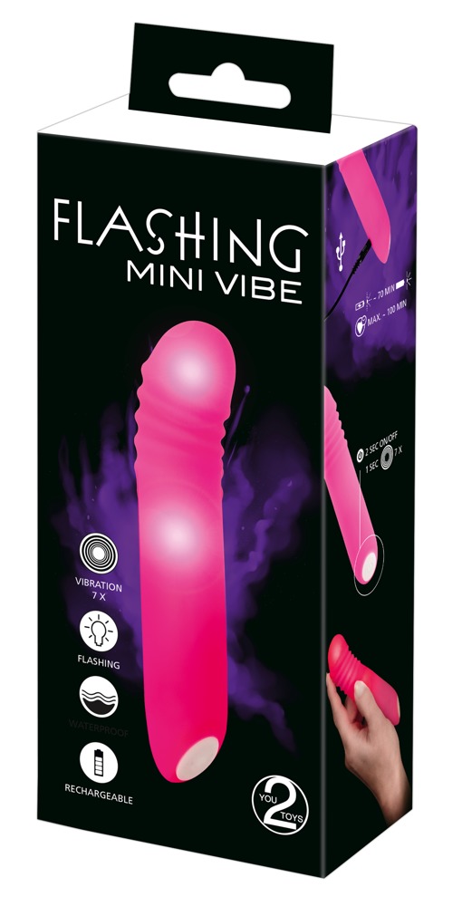 Vibrator Flashing, 7 Moduri Vibratii, Silicon, USB, Roz, 15 cm