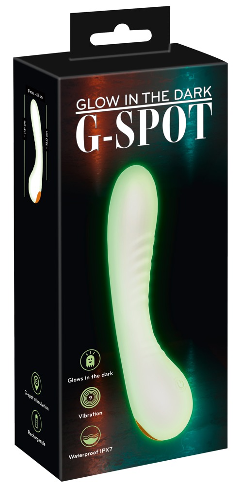 Vibrator Punctul G Glow in The Dark, 9 Moduri Vibratii, Silicon, USB, IPX 7, Alb, 17.9 cm