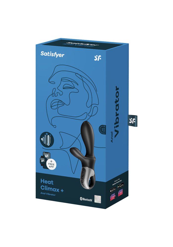 Vibrator Anal Heat Climax + Satisfyer Free App Silicon Negru USB 20.5 cm