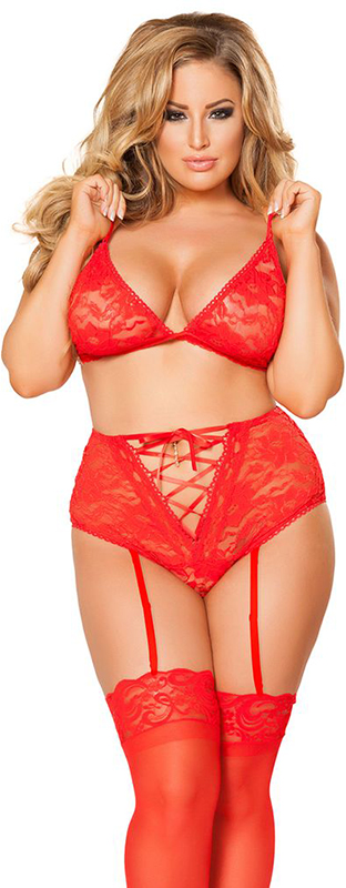 Set Lenjerie Sexy Helga Rosu L/XL JGF Lingerie