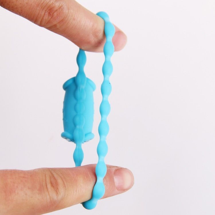 Inel de Penis Beaded Ring cu Vibratii, Silicon, Albastru, Mokko Toys