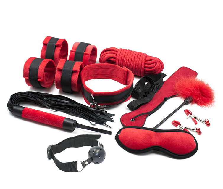 Set BDSM Soft Touch 10 Piese, Rosu, Guil in SexShop KUR Romania