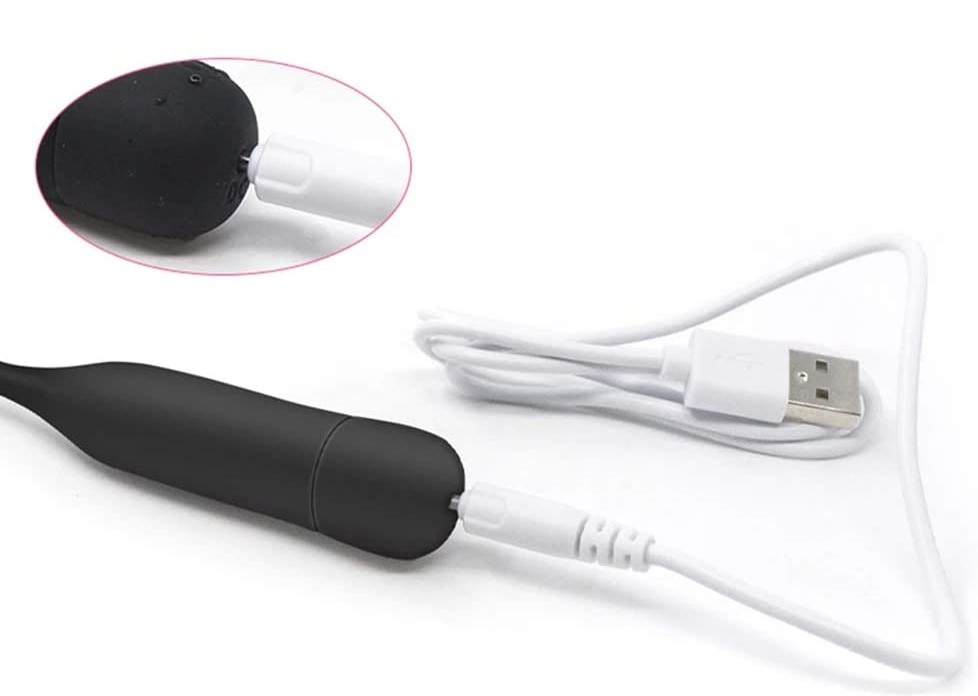Sonda Penis, 10 Moduri Vibratii, Silicon, USB, Negru, 18.5 cm, Passion Labs