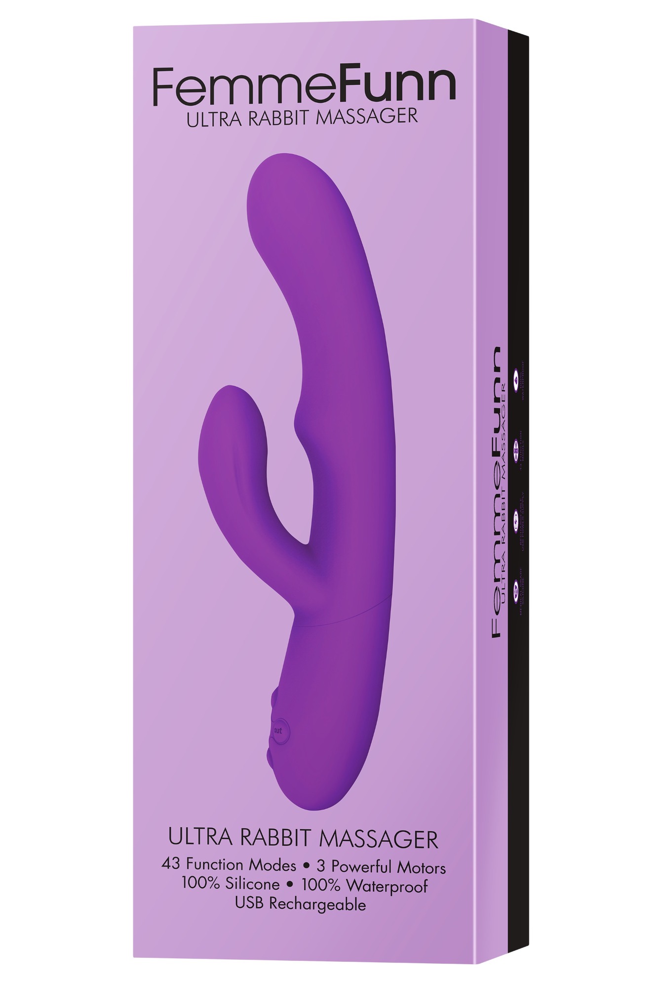 Vibrator Ultra Rabbit FemmeFunn, 21 Moduri Stimulatoare, Silicon Premium, USB, Mov, 24.6 cm