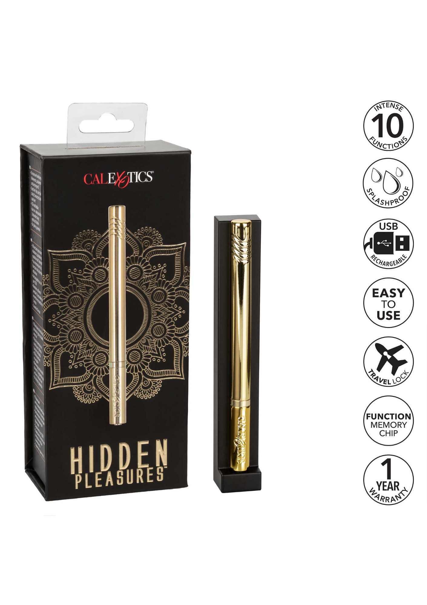 Vibrator Hidden Pleasures 10 Moduri Vibratii USB Auriu