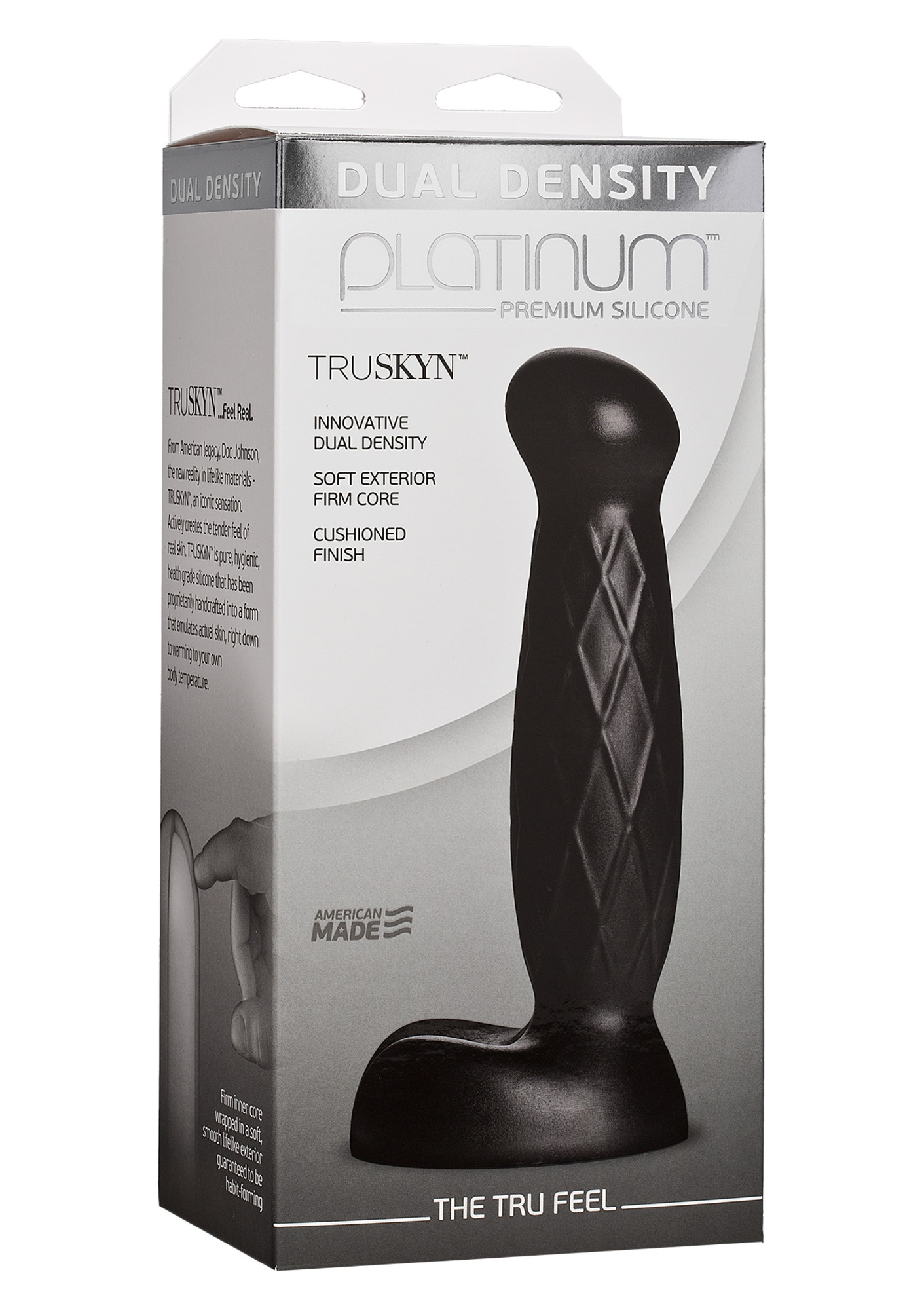 Dildo The Tru Feel Dual Denisty Platium Premium Silicone Negru 16.8 cm