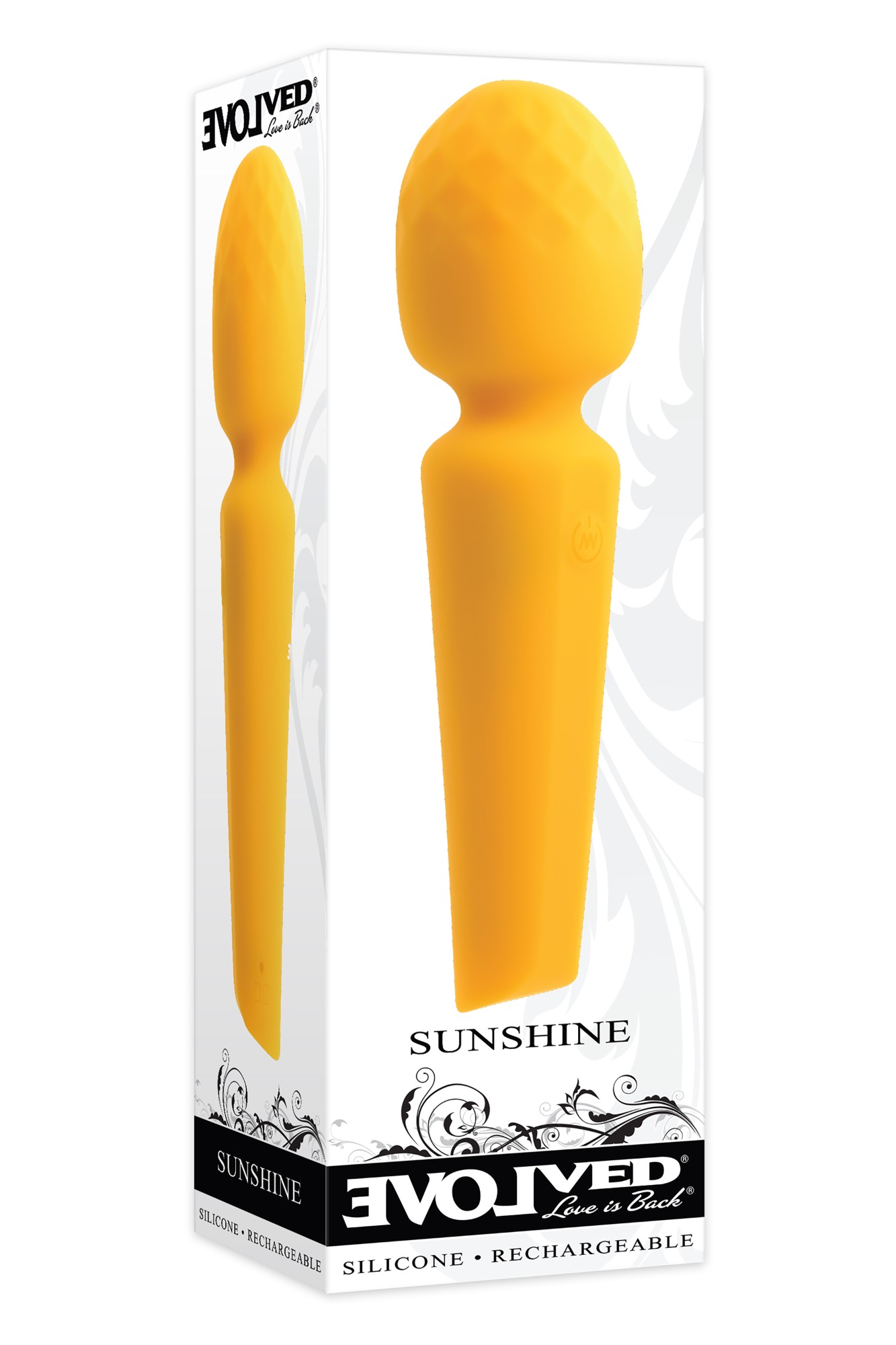Vibrator Wand Sunshine, 10 Moduri Vibratii, Silicon Lichid, USB, Galben, 17 cm