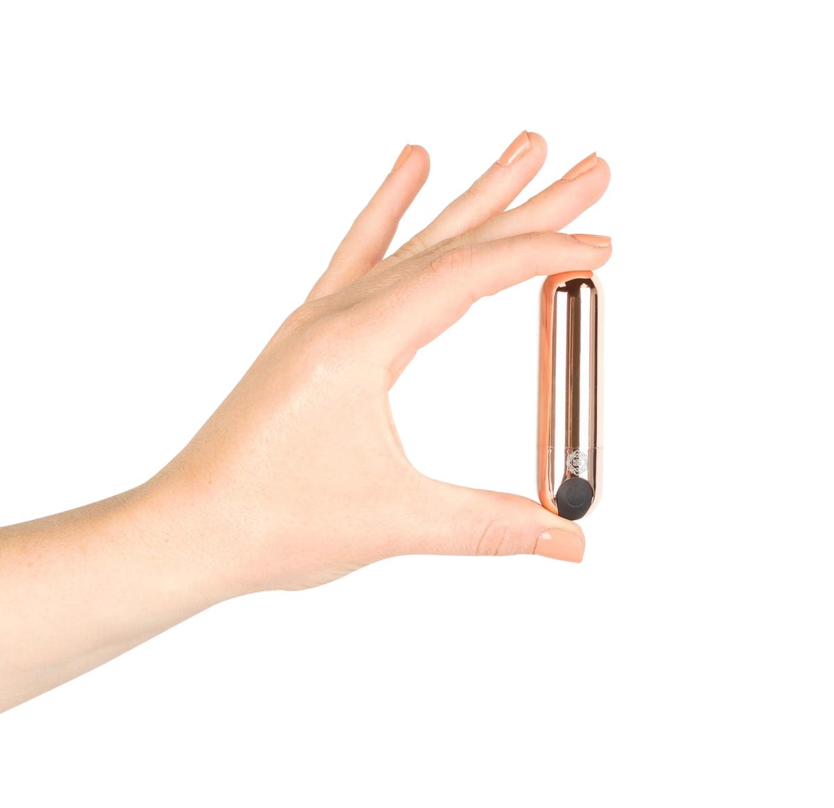 Bullet Vibrator Masaj Rosy Gold, 10 Moduri Vibratii, USB, 7.5 cm