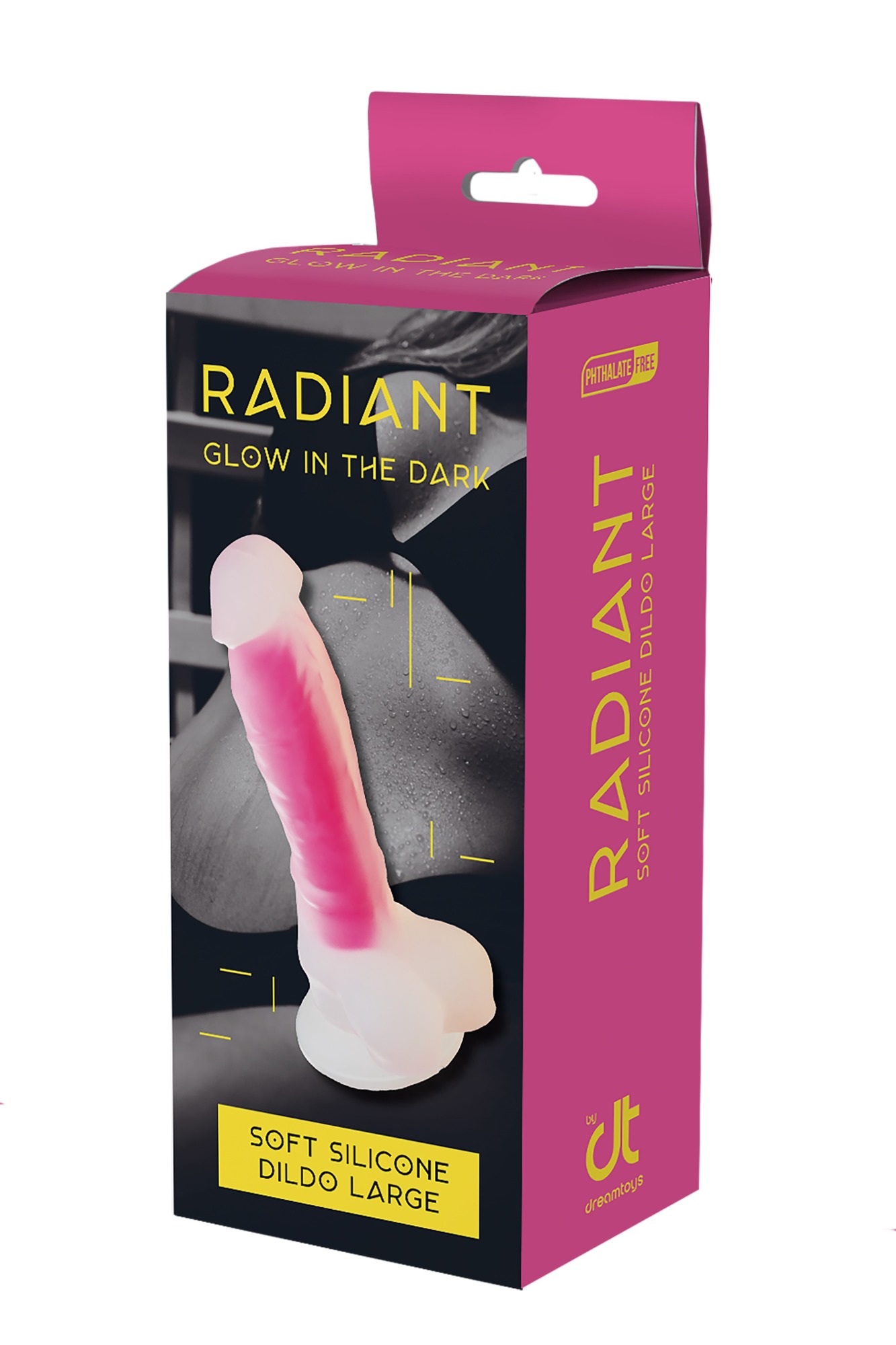 Dildo Realist Large Glow in the Dark, Silicon Moale, Roz, 21 cm