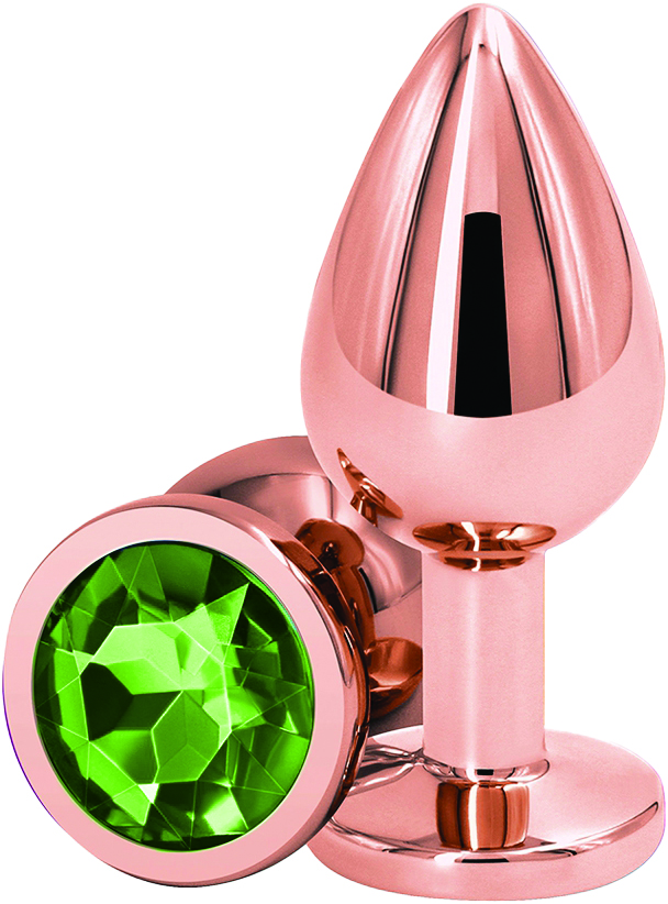 Dop Anal Charm Anal Plug Small, Rose Gold, Piatra Verde, Passion Labs