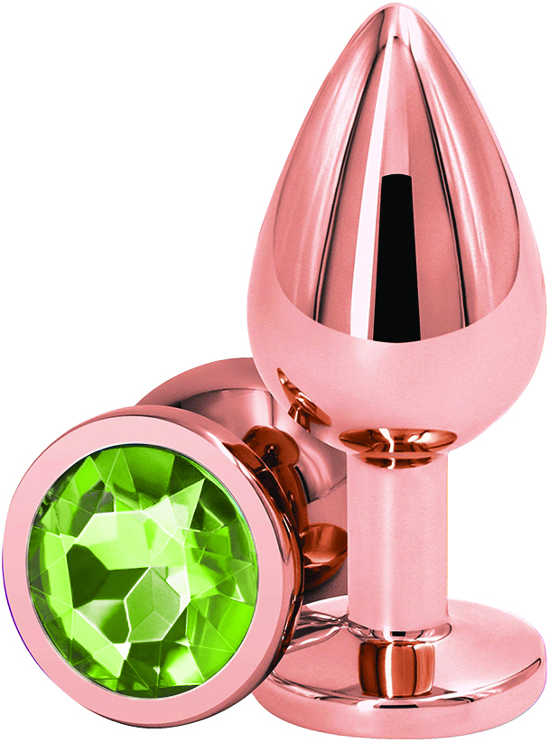 Dop Anal Charm Anal Plug Large, Rose Gold, Piatra Verde Deschis, Passion Labs