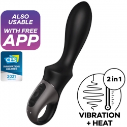 Vibrator Anal Heat Climax Satisfyer Free App Silicon Negru 20.5 cm