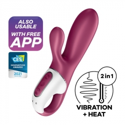 Vibrator Rabbit cu Incalzire Hot Bunny Blueooth Control Free App Silicon USB 17 cm