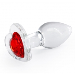 Dop Anal Crystal Desires Red Heart, Sticla, 7.2 cm