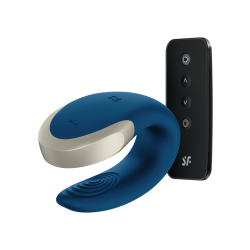Vibrator Double Love Remote Control Bluetooth Silicon USB Albastru Free APP