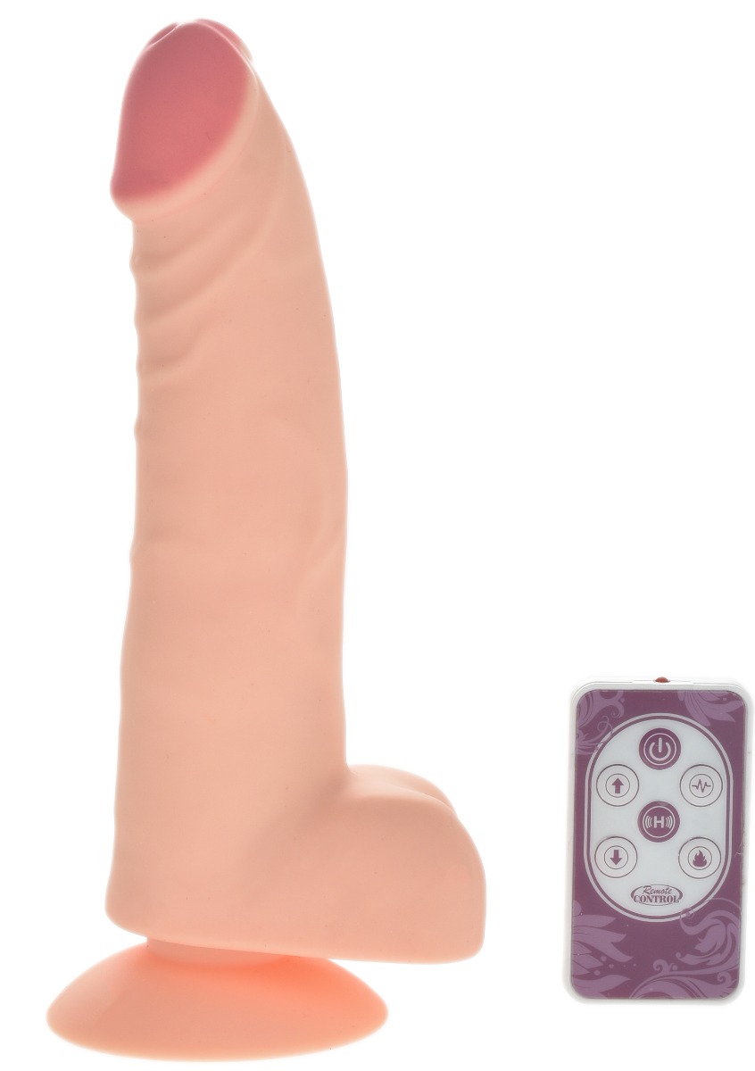 Vibrator All-in-One Remote Control Vibratii-Rotatii-Incalzire Silicon USB Natural 19 cm Guilty Toys