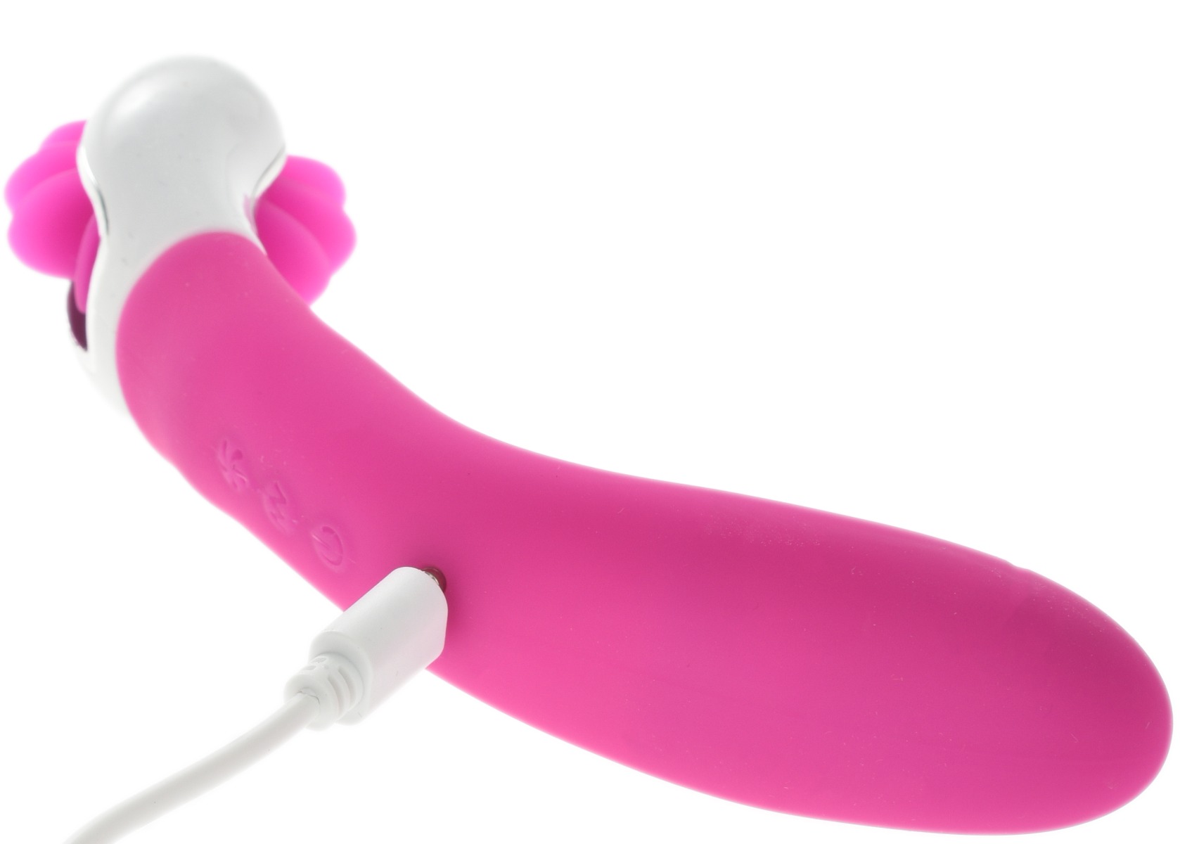 Vibrator Double Stimulation Sexy Tongue USB Silicon Roz Inchis 15 cm