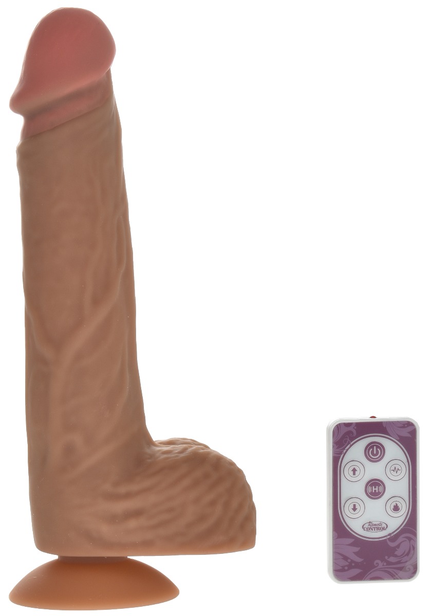Vibrator Realist Magnificent Remote Control Vibratii&Rotatii&Incalzire USB Silicon Maro 22 cm Guilty Toys