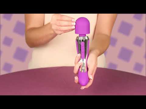 Massager Embrace Body Wand 2 Capete Stimulatoare 7 Moduri Vibratii USB Violet 22.4 cm