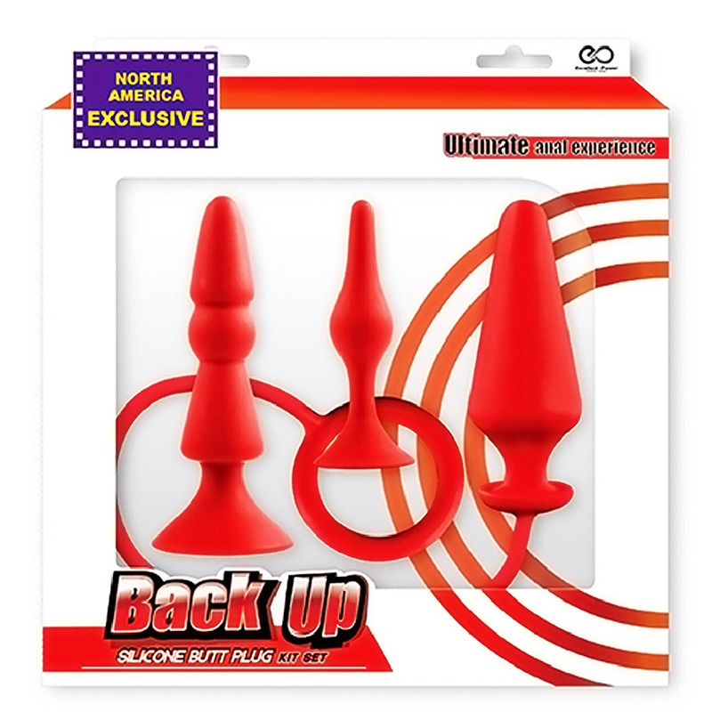 Set anal BACK UP KIT din silicon rosu