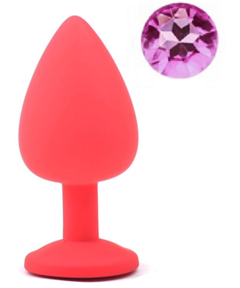 Dop Anal Silicone Buttplug Large Silicon Rosu/Roz Guilty Toys