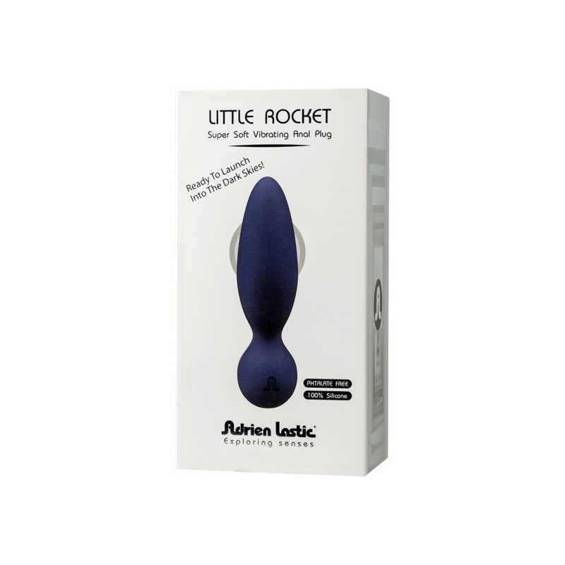 Dop Anal Little Rocket 10 Moduri Vibratii Silicon USB Albastru 13 cm