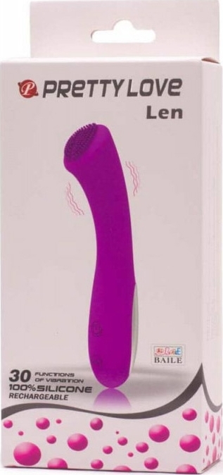 Vibrator Prettylove Len, 30 Moduri Vibratii, Silicon, USB, Violet, 16 cm
