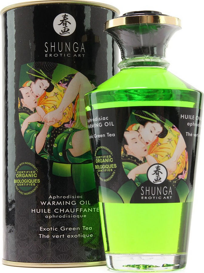 Shunga Ulei Afrodisiac cu Efect de Incalzire - Ceai Verde 100 ml