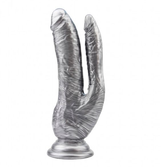 Dildo Dublu Ivana Havesex PVC Silver 20 cm