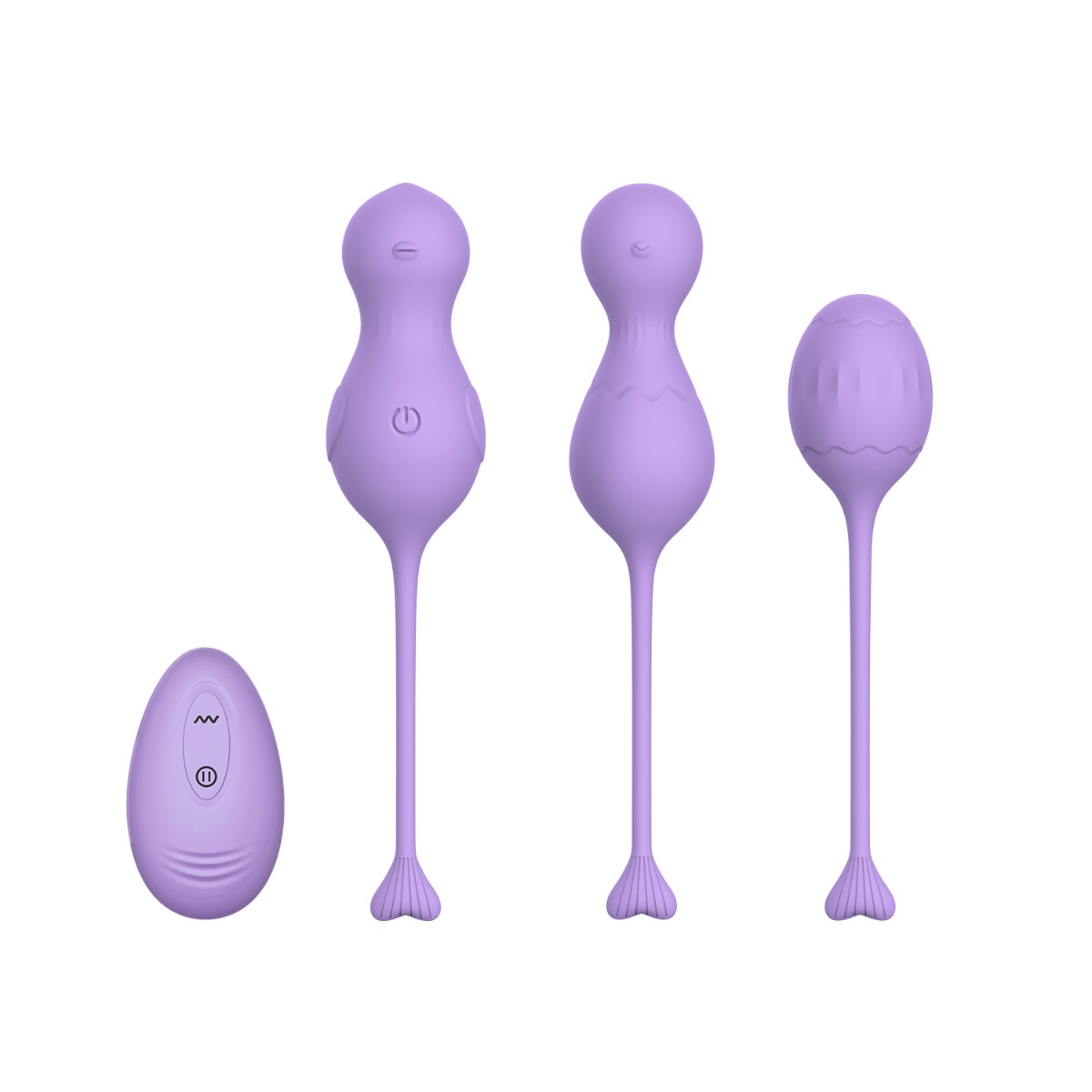 Set 2 Kegel Balls+1 Vibrating Egg Remote Control 10 Moduri Vibratii Silicon USB Lila Guilty Toys