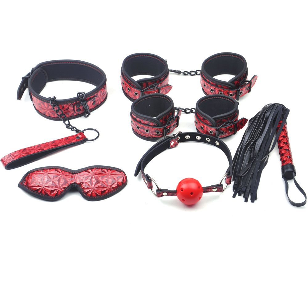 Set BDSM Rosu Embossed 6 Piese Guilty Toys