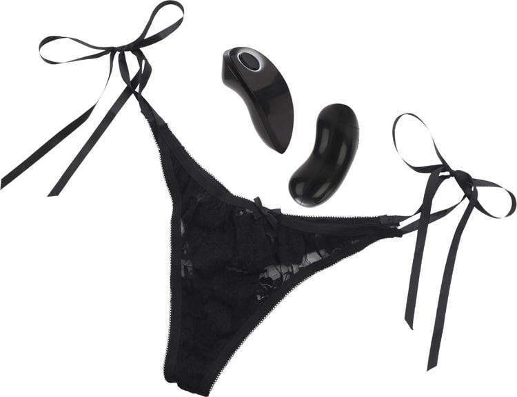 Chiloti cu vibrator - Bikini Vibrator Little Black Thong, Erotic24.ro