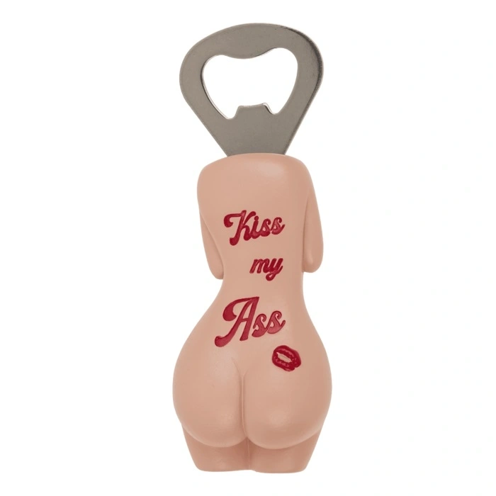 Jucarii Sexuale Cuplu - Deschizator Metalic de Sticle cu Magnet, Kiss my ASS, 11 cm, Erotic24.ro