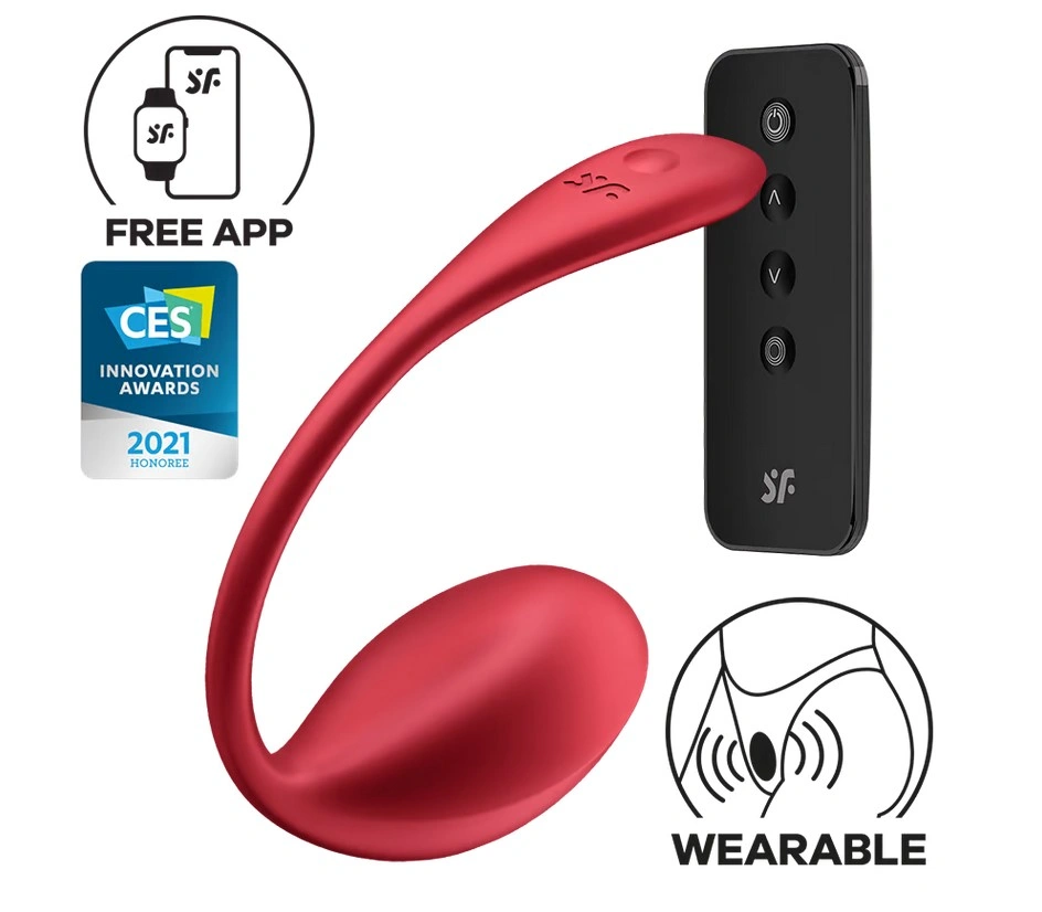 Vibratoare Cuplu - Ou Vibrator Shiny Petal Satisfyer Free App, Silicon, Rosu, Erotic24.ro