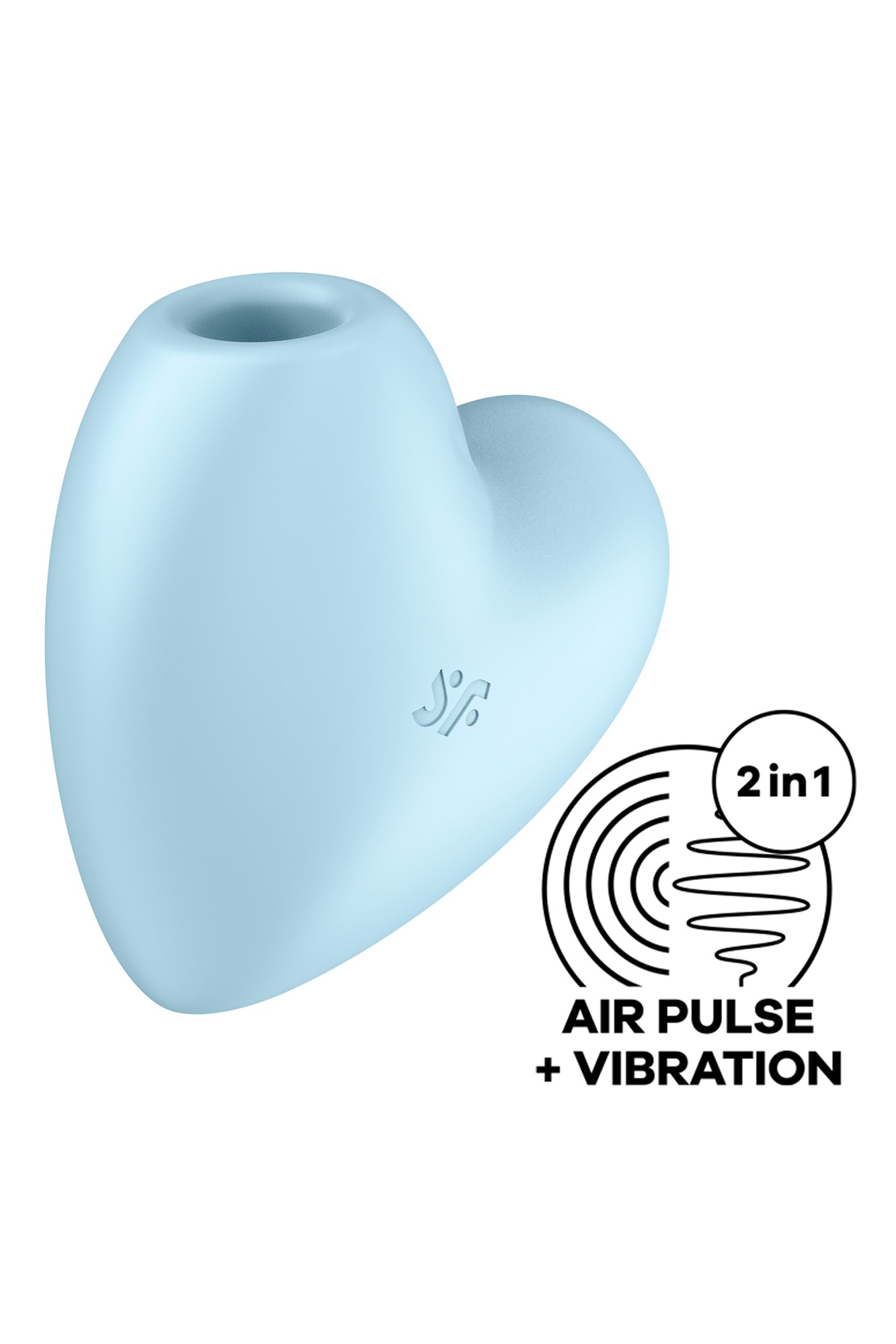 Cadouri Sexy - Stimulator Clitoris Cutie Heart Air Pulse Stimulator+Vibration, Silicon, USB, Albastru, Erotic24.ro
