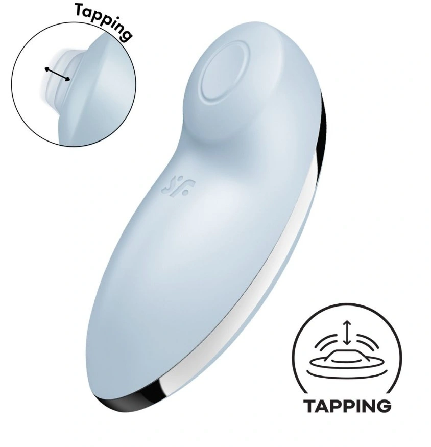 Vibratoare Clitoris - Stimulator Tap&Climax 2, Silicon, 11 Moduri Tapare si Vibratii, USB Magnetic, Albastru, 11 cm, Erotic24.ro