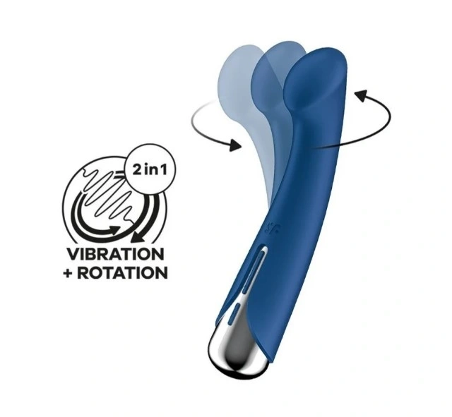 Vibratoare Punctul G - Vibrator Spinning G-Spot 1, 12 Programe de Vibratii, 5 Programe de Rotatii, Silicon, USB, Albastru, 16.5 cm, Erotic24.ro